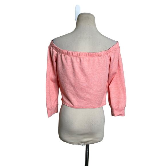 Vernacular pink 3/4 sleeves off shoulder crop top size Large - Picture 2 of 10